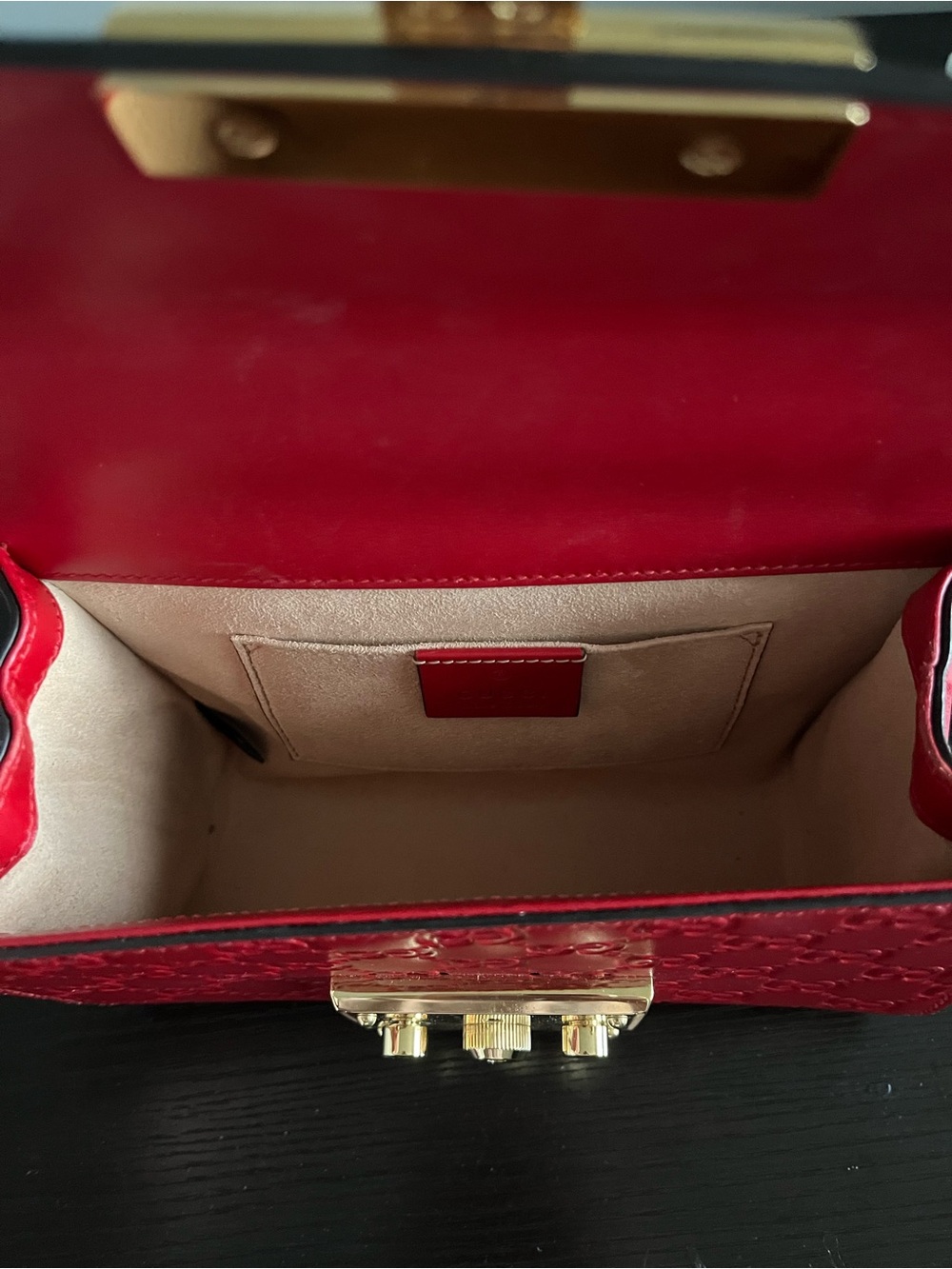 Gucci Guccissima Small Red Padlock Chain Shoulder Bag - Picture 8 of 13